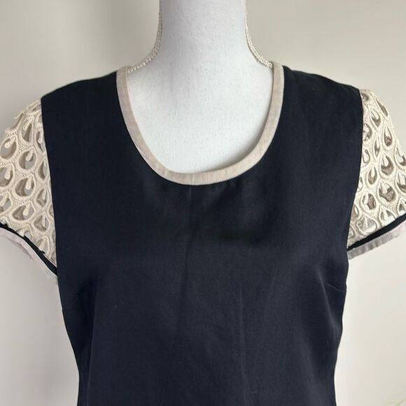 Mint velvet linen cotton blend Black and Cream Top Womens Size 14 with lining. - Picture 4 of 14